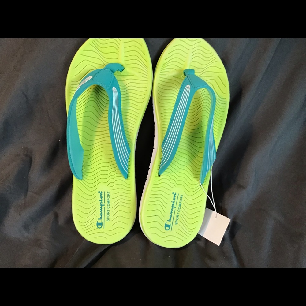 3/$20 Champion blue/lime green sandal size 7